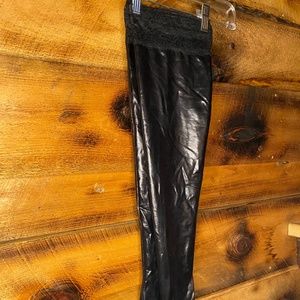 Coquette lace top wet look thigh highs-NWOT OS